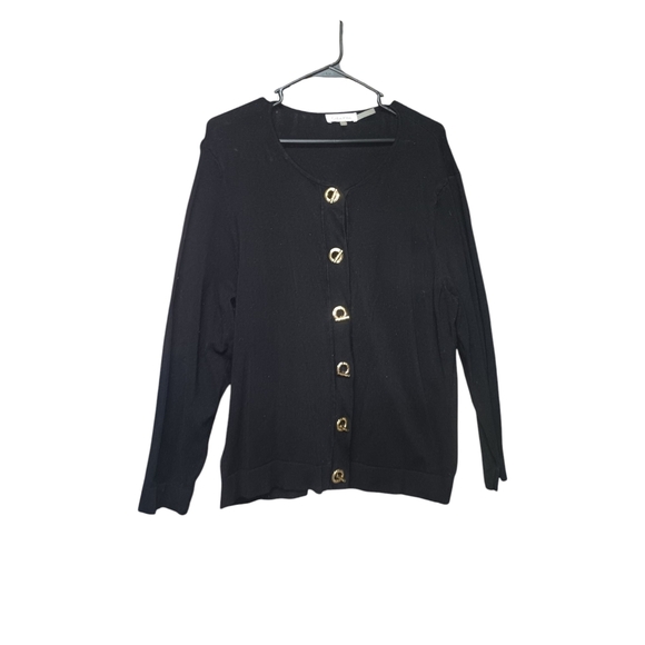 Calvin Klein Black Sweater with Gold Buttons - Picture 1 of 4